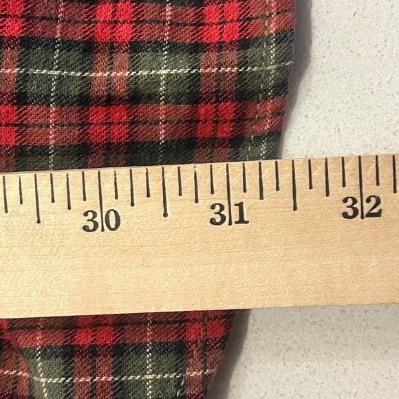 Vintage LL Bean Flannel Shirt Mens Large TALL LT Plaid Casual‎ Green Black Red - Picture 6 of 6